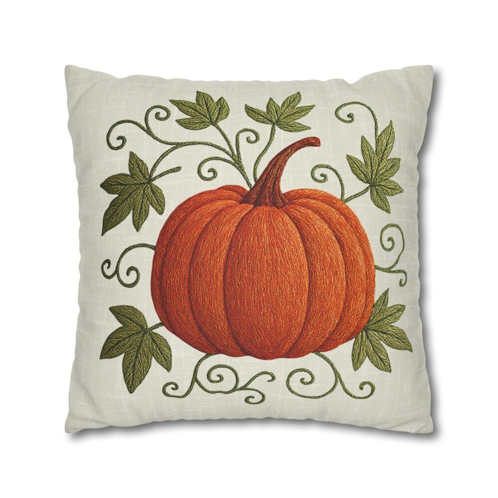 Autumn Pumpkin Faux Suede Pillowcase: Pumpkin Pillow - Picture 5 of 7